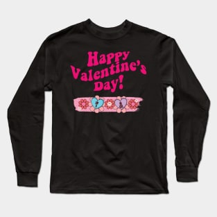 Retro Happy Valentines Day Design for Women Girls Long Sleeve T-Shirt